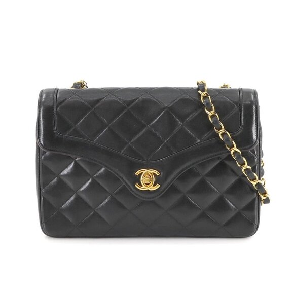 CHANEL Matelasse Chain Shoulder Bag Leather Black Vintage Purse 90280675 - Picture 1 of 11